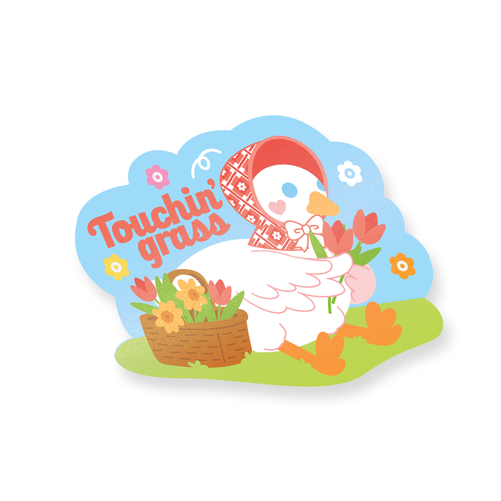 Goose Touching Grass Decal Sticker
