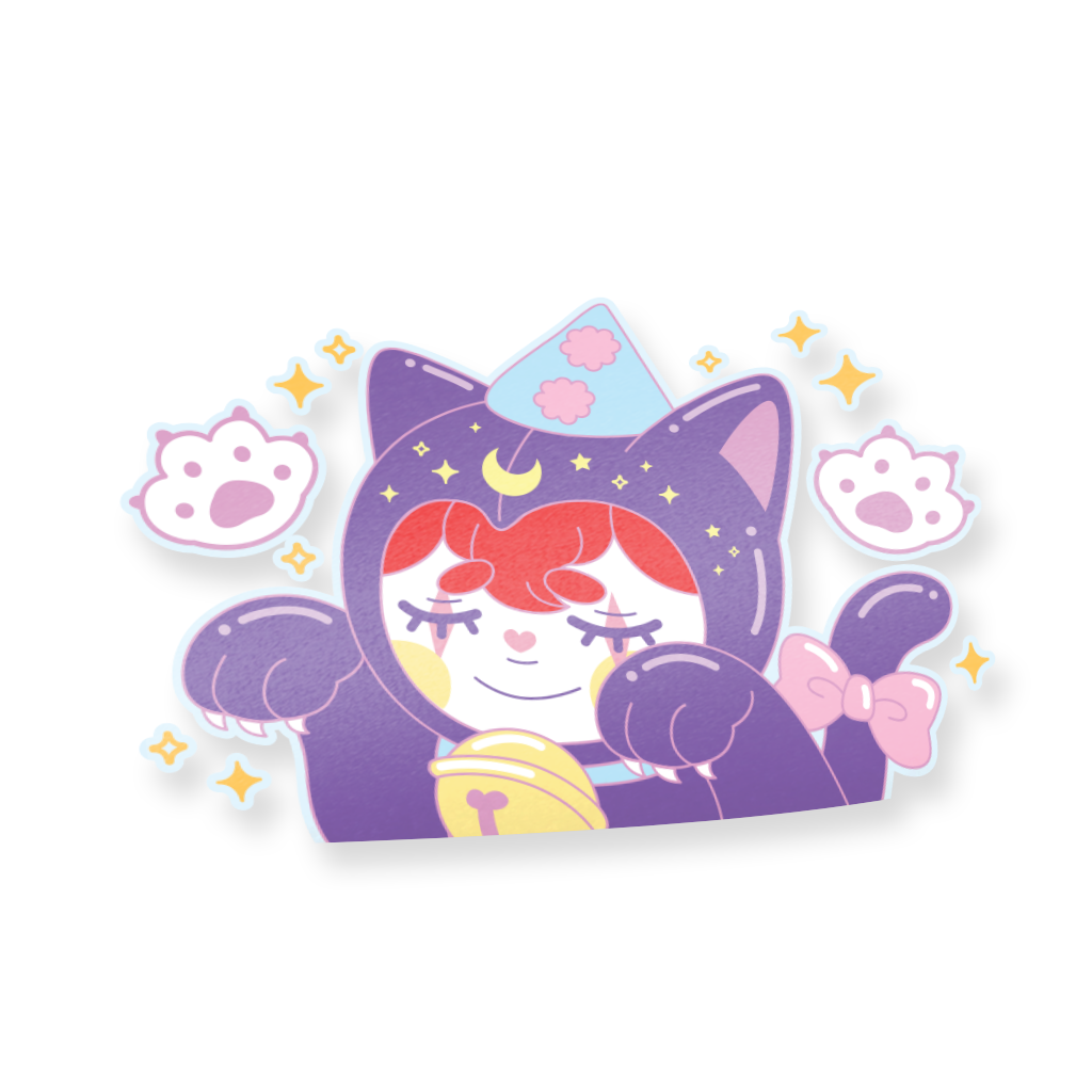 Black Cat Luna - Halloween Peeker Decal Sticker